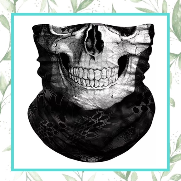🍒SKULL FACE MASK BIKE SKI BANDANA GAITER WHITE